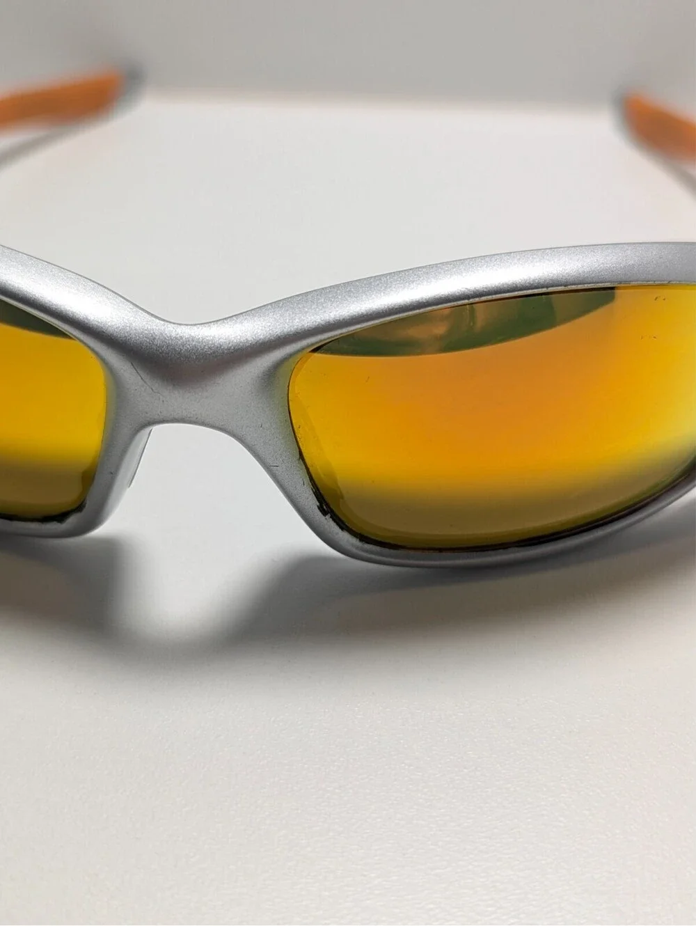 Oakley Straight 04-331 Fire Iridium Lens Silver Wrap Men's Sunglasses 61-18-135